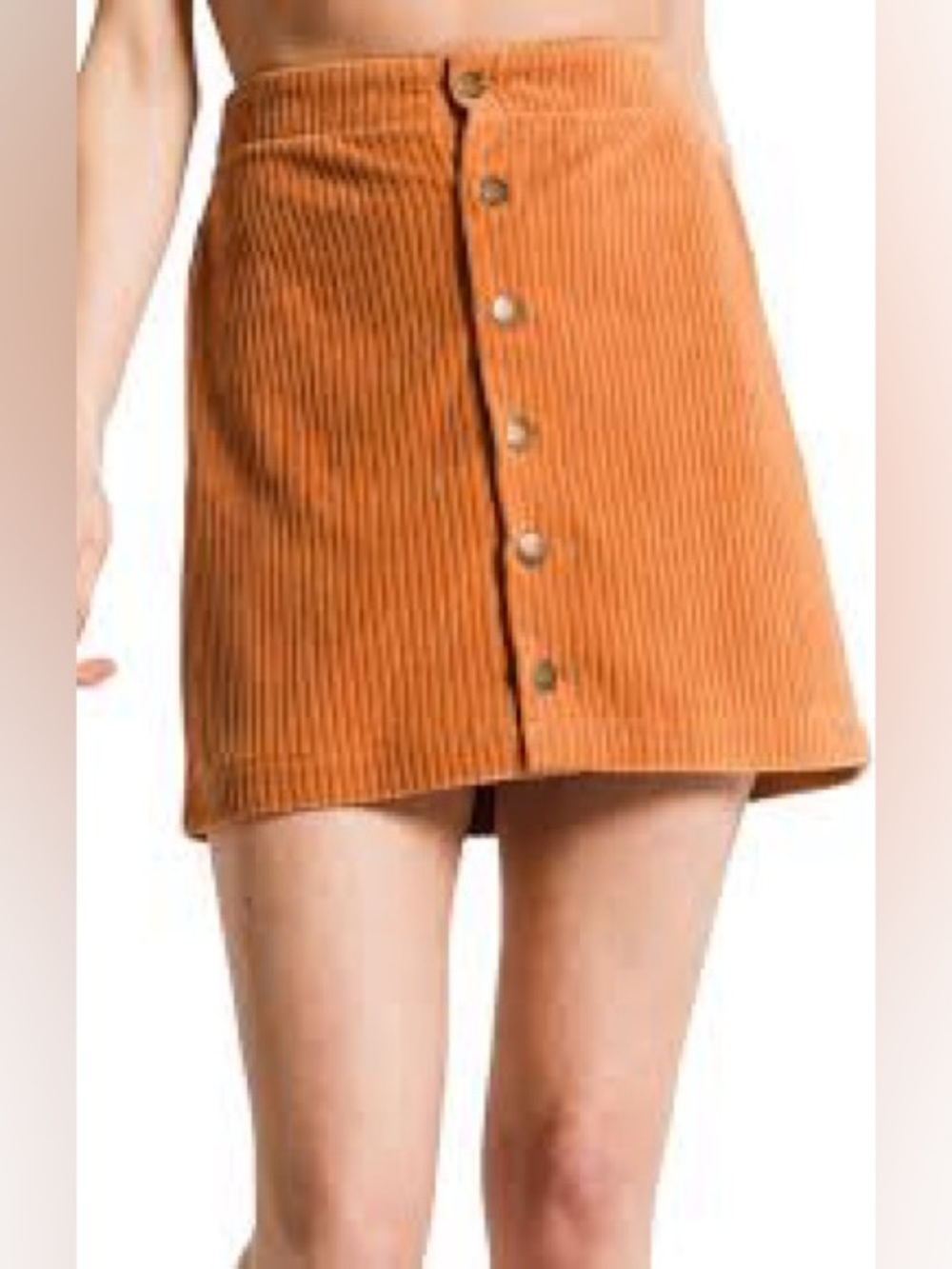 Wallflower Vibrant Orange Button-Front A-Line Skirt